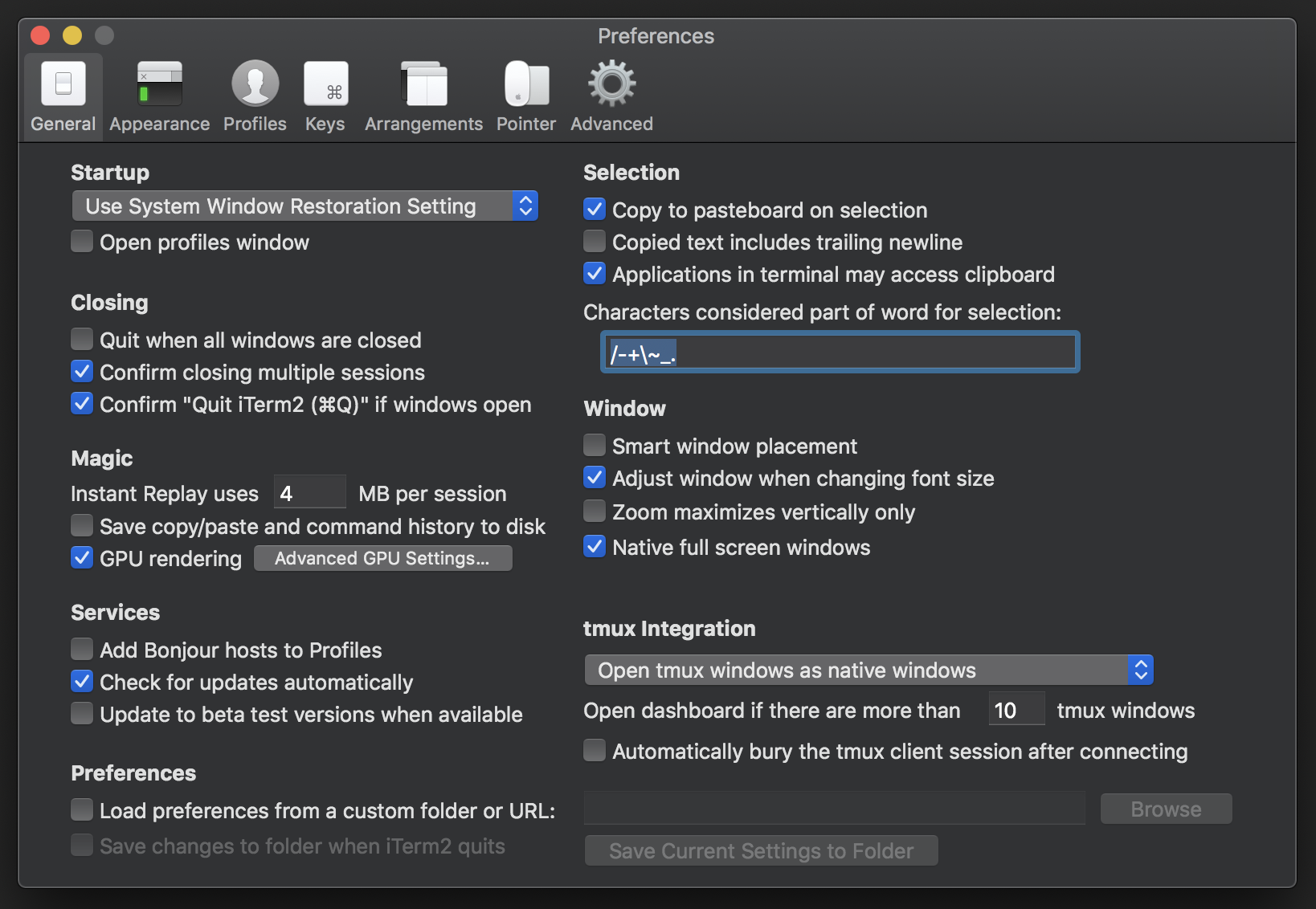 [그림 2] tmux clipboard setting with iTerm2