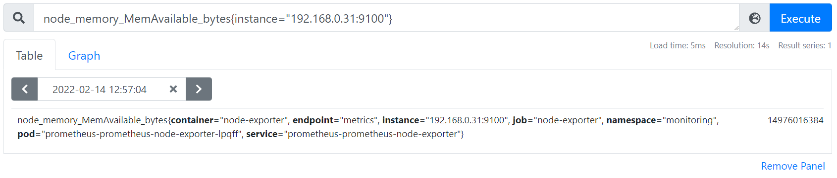 [Figure 6] Instant Vector, node-memory-MemAvailable-bytes Selector