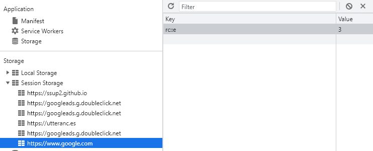 [Figure 2] Chrome Session Storage